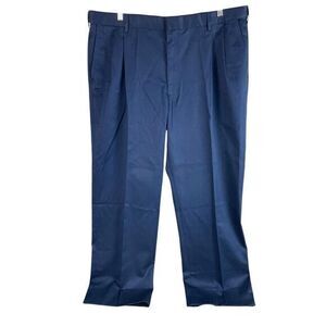 NEW Lands End Classic Clothing Pleated Chino Pants Mens 42x30 Navy Blue Cotton‎